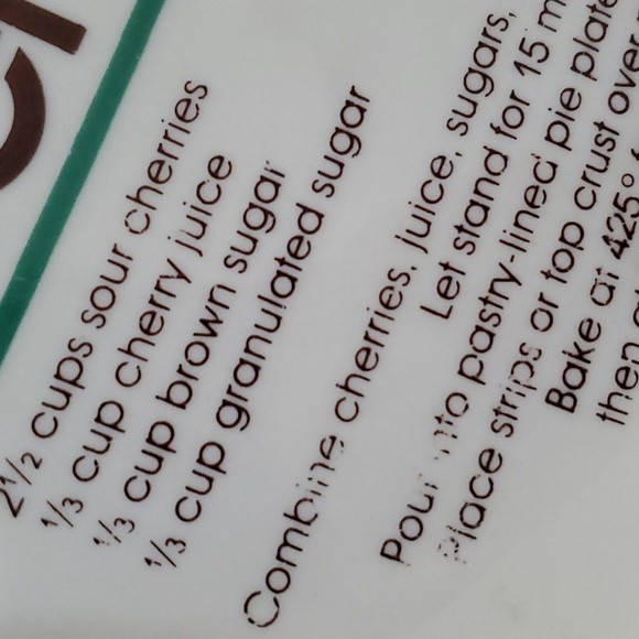 Cherry Pie Plate With Recipe Heavy Porcelain Dish Bake Cook Dining Party - Picture 7 of 8